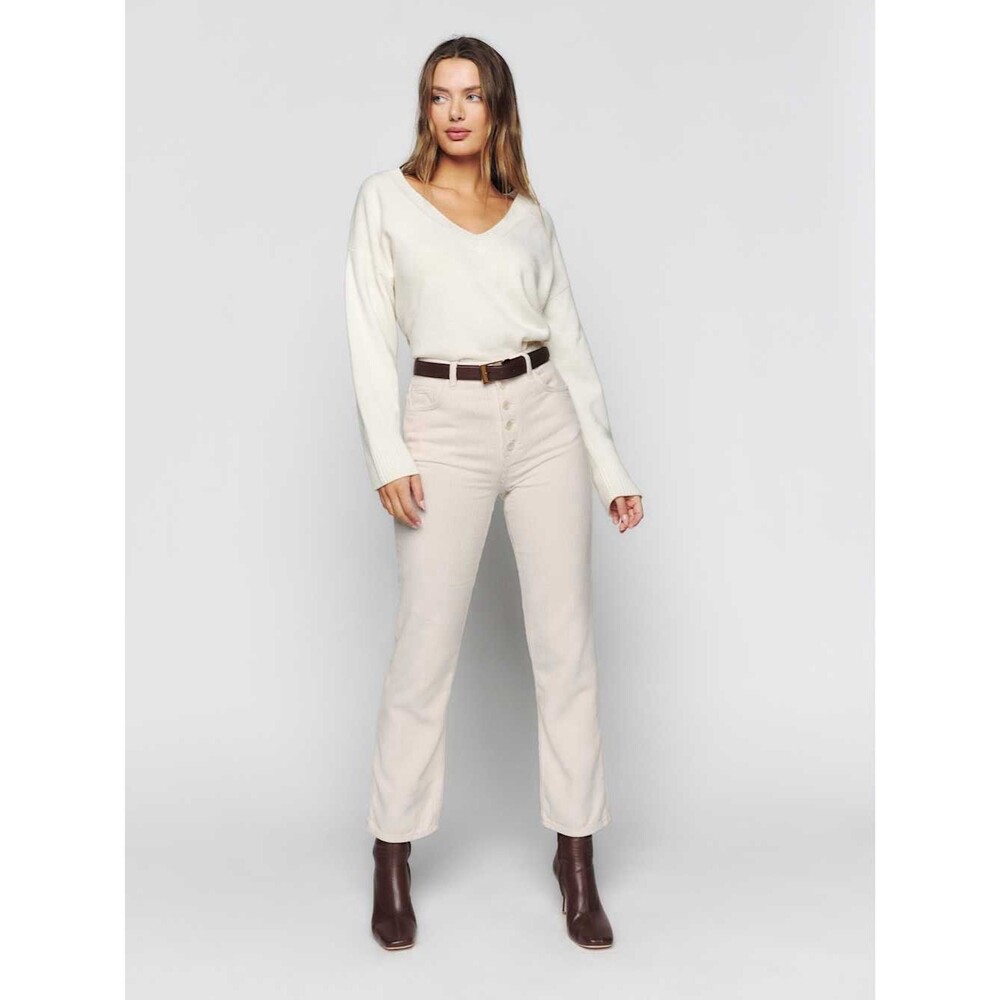 Reformation Cynthia Button Fly High Rise Corduroy Pants Womens 27* Ivory Bone